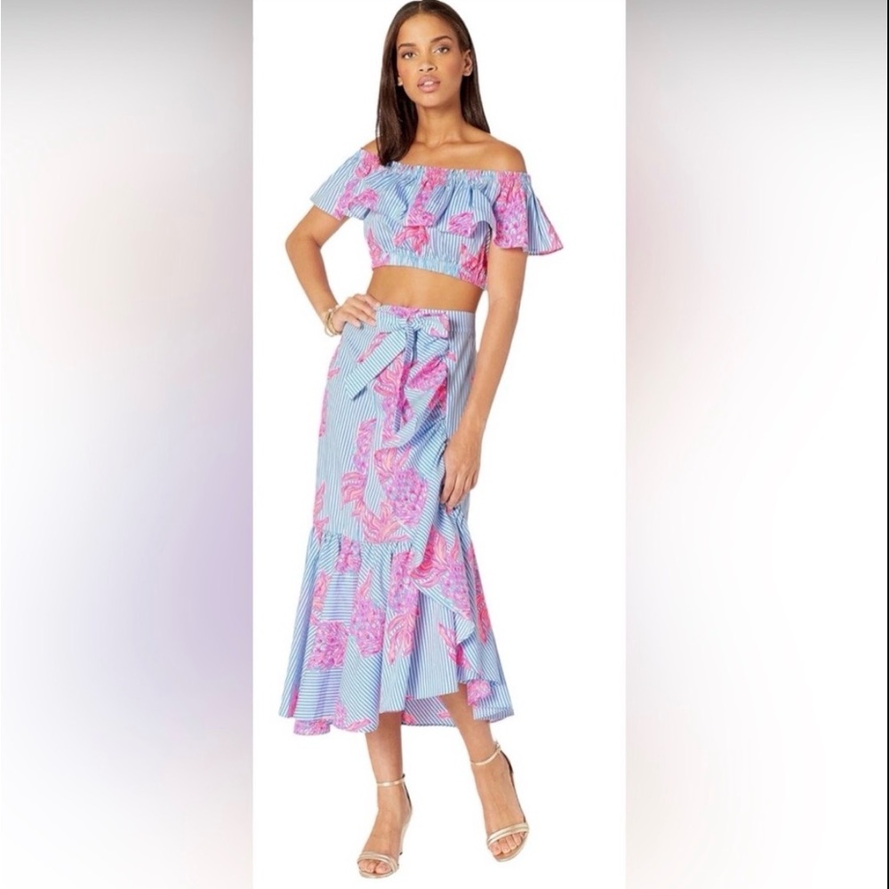 Lilly Pulitzer Larissa Maxi Set in Rum Swizzle Blue Peri - Picture 10 of 12